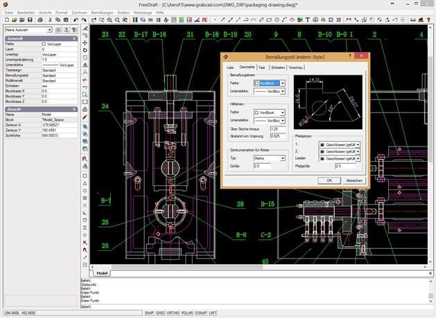 FreeDraft DWG DXF CAD-Programm Übersicht